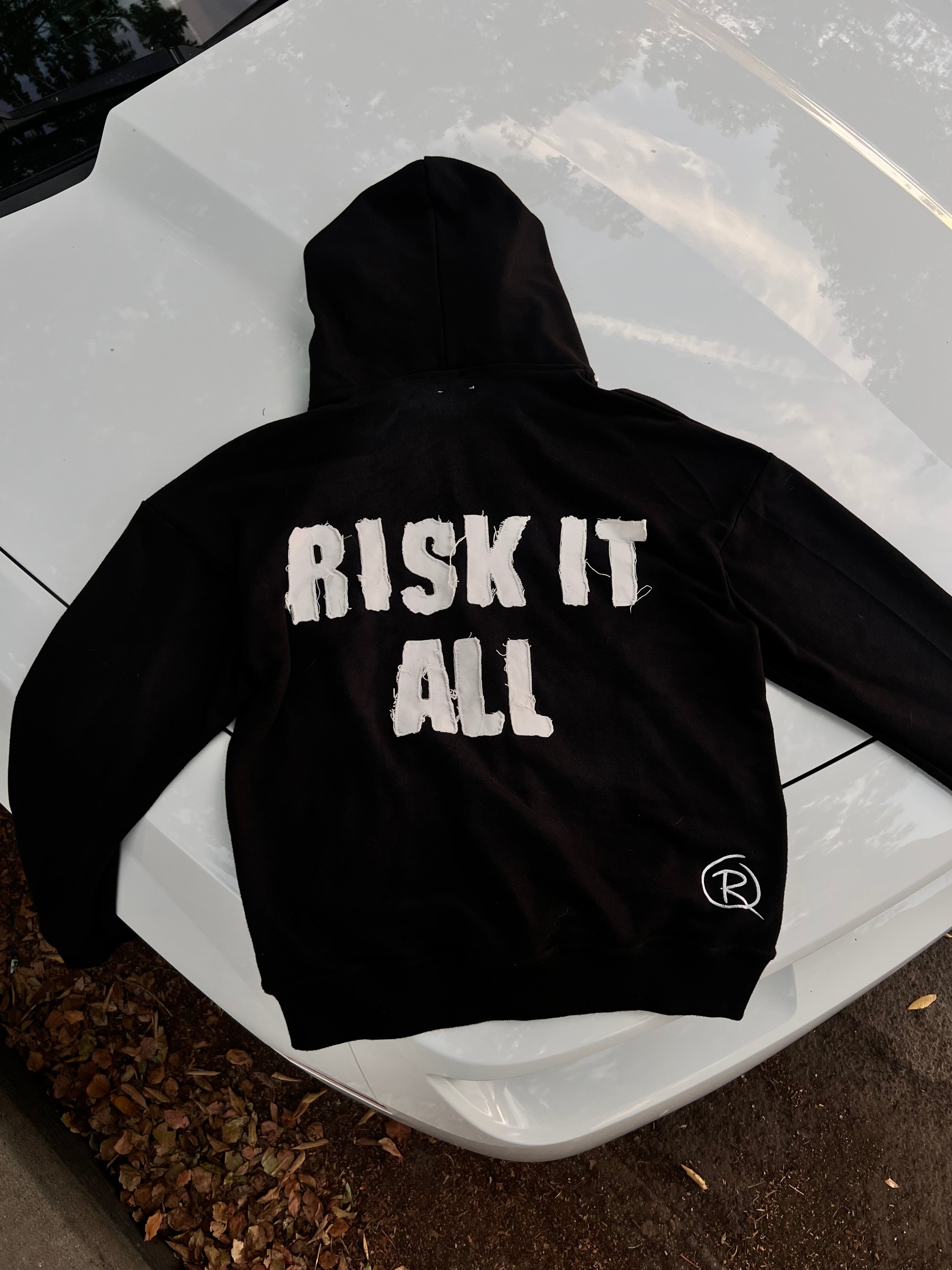 Distressed Embroidery Zip Up